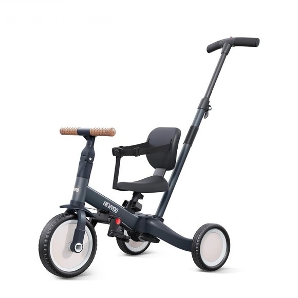Blue Kids Tricycle with Push Handle